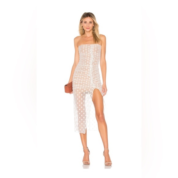 MAJORELLE Dresses & Skirts - Majorelle mesh polka dot Brady Dress in White size S